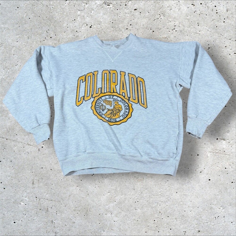 Vtg 80s Velva Sheen Colorado Sweatshirt XL USA Reverse Weave Style Pockets